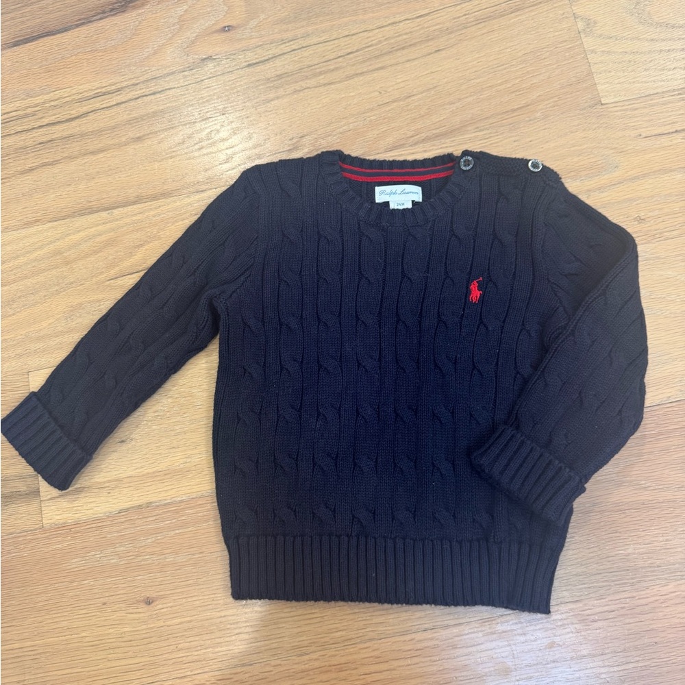Ralph Lauren Men's Dark Blue Cable-Knit Sweater